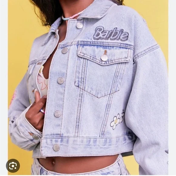 NWT Barbie jean jacket Malibu Barbie flower kindness - Picture 1 of 3